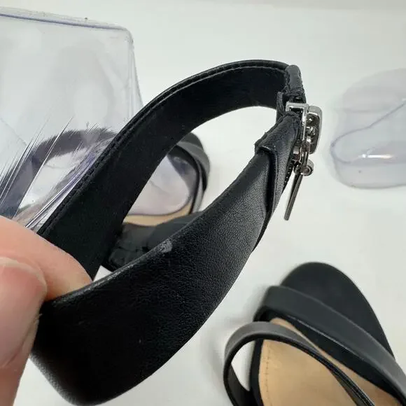 SCHUTZ Lauanne Heels Shoes 7 Black Leather Ankle Strap Brazil Dark Romantic Goth - Picture 12 of 12